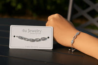 4u Jewelry Cubic Zirconia Bracelet – Rectangular – Silver finish