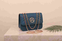 Chevron shoulder bag – Blue – quilted chic handbag