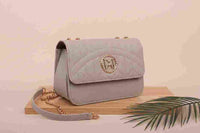Chevron shoulder bag – Grey – quilted chic handbag