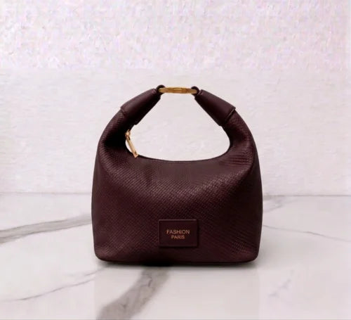 Mini handbag for women – Maroon – textured leather crossbody with gold hardware