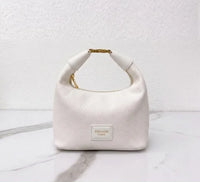 Mini handbag for women – White – textured leather crossbody with gold hardware