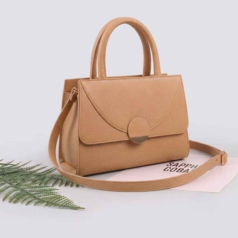 Premium leather tote handbag for women – Beige – spacious everyday shoulder bag