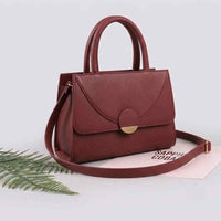 Premium leather tote handbag for women – Maroon – spacious everyday shoulder bag