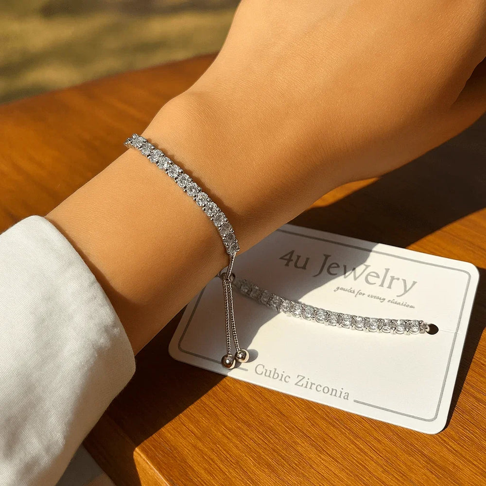 4u Jewelry Cubic Zirconia Bracelet – Classic –  Silver finish