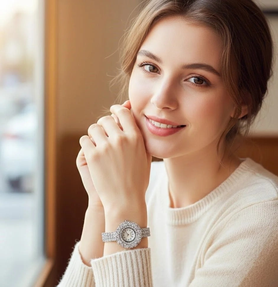 Royal Sunburst Crystal Watch – Women's Crystal Bracelet Watch CresTime