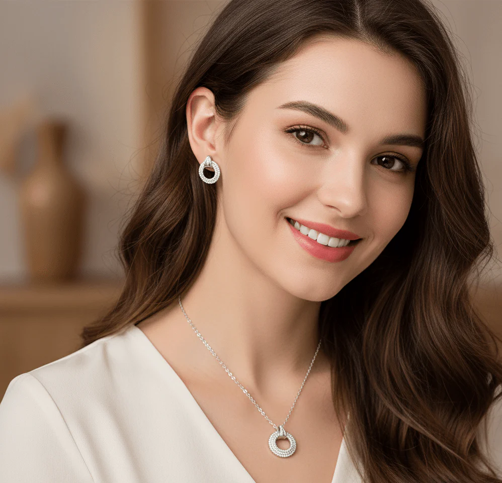 Elegant Round Crystal Jewelry Set
