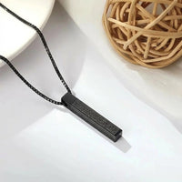 Ayat-ul-Kursi bar pendant necklace – black-tone Islamic calligraphy necklace