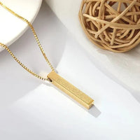 Ayat-ul-Kursi bar pendant necklace – gold-tone Islamic calligraphy necklace