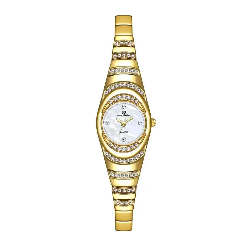 Gold diamond-style women's watch –  Gold- large dial bracelet watch