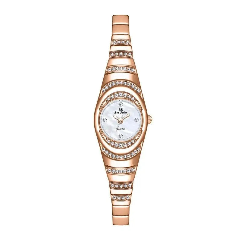 Gold diamond-style women's watch –  Rose Gold- large dial bracelet watch