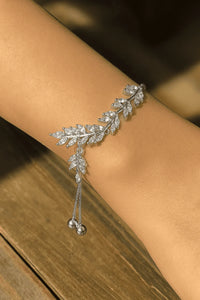 4u Jewelry Cubic Zirconia Bracelet – Leaf – Silver finish